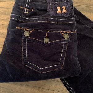 Navy Velvet Bootcut Low Waisted Pants